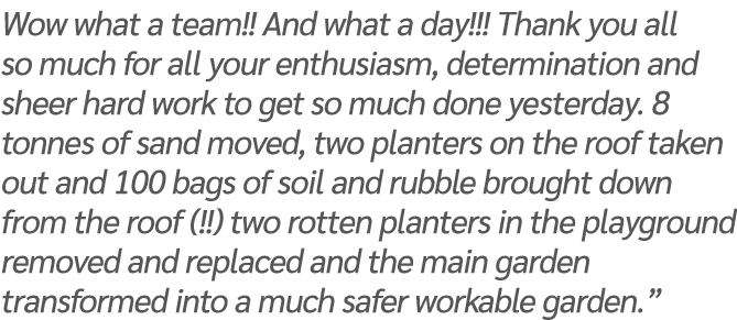 Wow what a team!! And what a day!!! Thank you all so much for all your enthusiasm, determination and sheer hard work ...